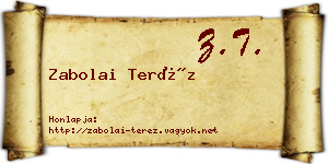 Zabolai Teréz névjegykártya